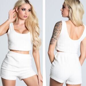 Yandy Roma Two Piece Fuzzy Tank and Shorts Two Piece Loungewear Set NEW XS